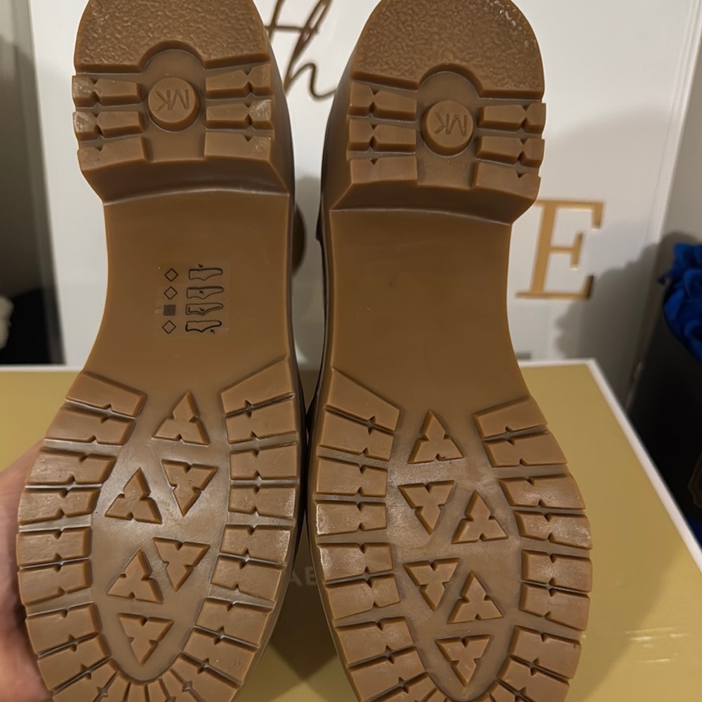 Michael Kors Cream and Tan Ankle Boots with Monogram - Picture 4 of 5